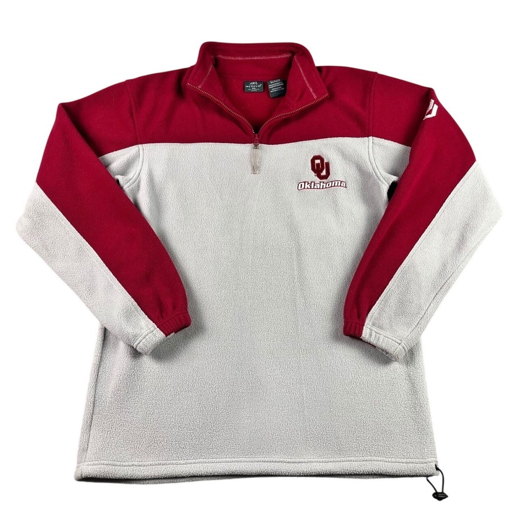Oklahoma Sooners OU Fleece Pullover Quarter Zip Sweatshirt Mens Medium College